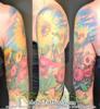 Realistic flowers half sleeve Sky CloudsButterfly